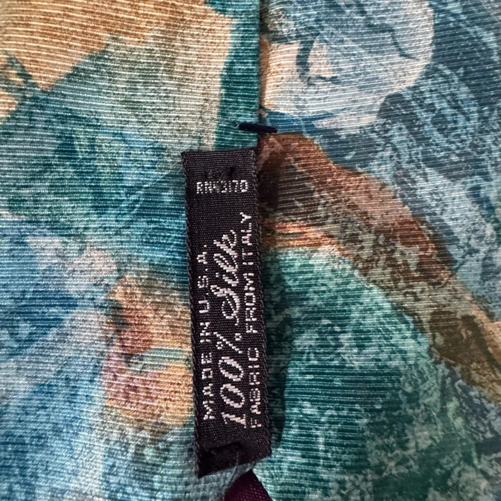 Geoffrey‎ Beene 100% Silk Made in USA Teal and Brown Tie for Men